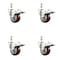 Service Caster 3 Inch 316SS Maroon Polyurethane Swivel 3/8 Inch Stem Caster Set Lock Brake SCC SS316TSTTL20S314-PPUB-MRN-381615-4 - alternate 1